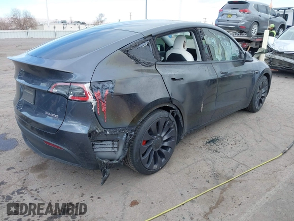 2021 Tesla Model Y Performance with VIN 5YJYGDEF4MF093227, listed as a IAAI auction lot 41603195 with Not Provided miles and . Bid and sale history available at carsss.com. Image 4.
