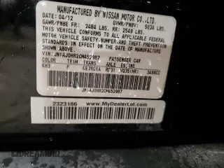 2012 Infiniti EX Journey with VIN JN1AJ0HR2CM452987, listed as a Copart auction lot 82103144 with 166,003 mi miles and Salvage Title. Bid and sale history available at DreamBid. Image 12.