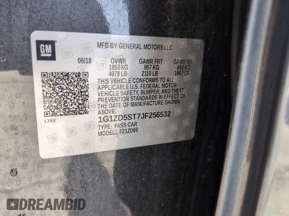 2018 Chevrolet Malibu LT with VIN 1G1ZD5ST7JF256532, listed as a Copart auction lot 52749735 with 116,192 mi miles and Salvage Title. Bid and sale history available at carsss.com. Image 13.