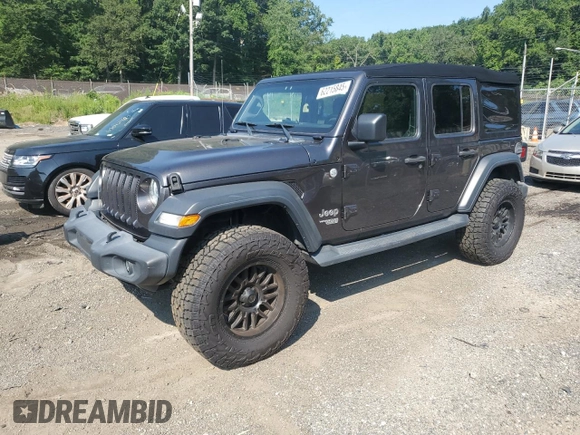 2018 Jeep Wrangler Unlimited Sport with VIN 1C4HJXDG4JW120883, listed as a Copart auction lot 62215845 with 58,632 mi miles and Salvage title. Bid and sale history available at DreamBid. Image 1.