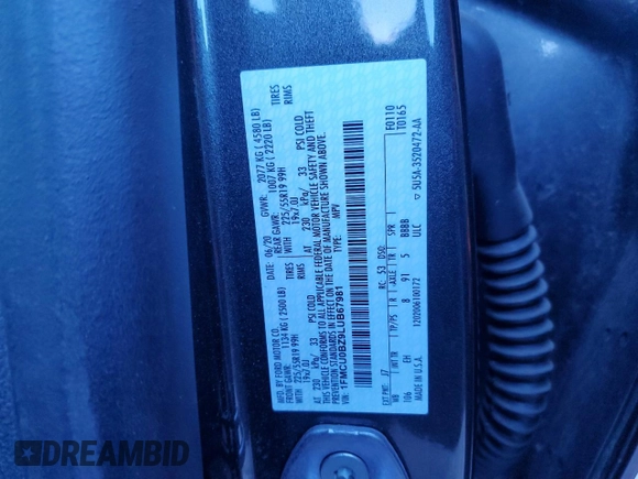 2020 Ford Escape SE Sport Hybrid with VIN 1FMCU0BZ9LUB67981, listed as a Copart auction lot 42164825 with 89,982 mi miles and Salvage Title. Bid and sale history available at carsss.com. Image 15.