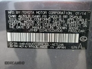 2014 Lexus IS 250 с VIN JTHBF1D24E5026506, выставлен на аукционе Copart как лот 54759005 с пробегом 203 614 миль миль и Списание • Salvage title. История ставок и продаж доступна на DreamBid. Изображение 12.