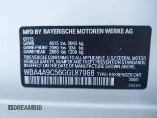 2016 BMW 4 Series 428i with VIN WBA4A9C56GGL87968, listed as a IAAI auction lot 41441524 with 134,065 mi miles. Bid and sale history available at carsss.com. Image 9.