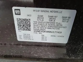2022 Chevrolet Traverse LT Cloth с VIN 1GNEVGKW6NJ177419, выставлен на аукционе IAAI как лот 42587439 с пробегом 96 967 миль миль и . История ставок и продаж доступна на DreamBid. Изображение 18.