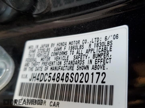 2006 Acura RSX with VIN JH4DC54846S020172, listed as a Copart auction lot 76637814 with 176,227 mi miles and Salvage Title. Bid and sale history available at carsss.com. Image 15.