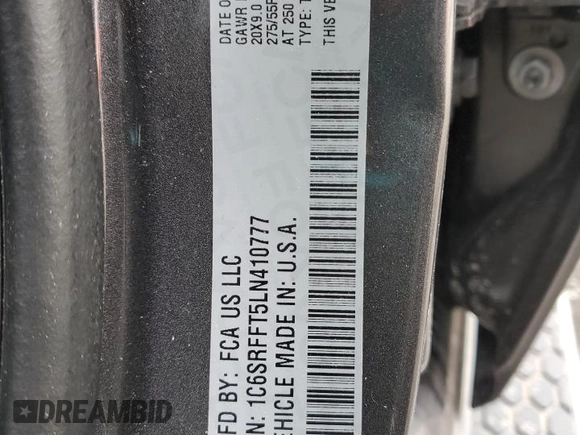 2020 Ram 1500 Big Horn with VIN 1C6SRFFT5LN410777, listed as a Copart auction lot 48045865 with 46,461 mi miles and Salvage Title. Bid and sale history available at carsss.com. Image 12.