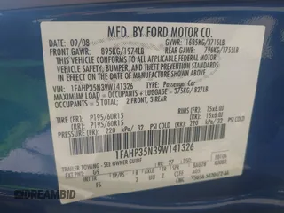 2009 Ford Focus SE z VIN 1FAHP35N39W141326, wystawiony jako IAAI lot #42201600 z przebiegiem 156 750 mil mil oraz . Historia ofert i sprzedaży dostępna na DreamBid. Obrazek 9.