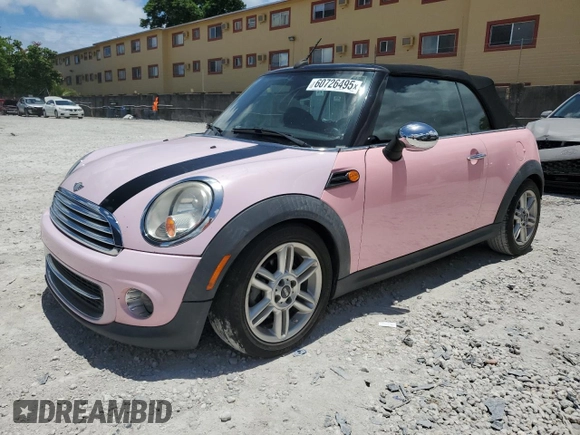 2013 MINI Convertible with VIN WMWZN3C50DT568977, listed as a Copart auction lot 60726495 with 86,319 mi miles and Clean title. Bid and sale history available at DreamBid. Image 1.