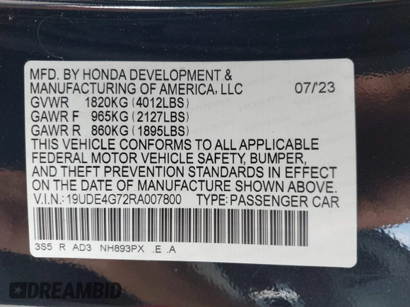 2024 Acura Integra Technology with VIN 19UDE4G72RA007800, listed as a IAAI auction lot 41953759 with 10,518 mi miles and . Bid and sale history available at DreamBid. Image 9.
