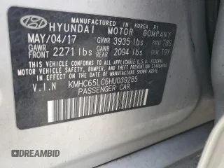 2017 Hyundai Ioniq Blue with VIN KMHC65LC6HU039285, listed as a Copart auction lot 54718645 with Not Provided miles and Clean Title. Bid and sale history available at DreamBid. Image 12.