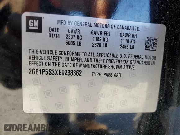 2014 Cadillac XTS Premium z VIN 2G61P5S3XE9238362, wystawiony jako Copart lot #52135695 z przebiegiem 122 428 mil mil oraz Szkoda całkowita • Salvage title. Historia ofert i sprzedaży dostępna na DreamBid. Obrazek 12.