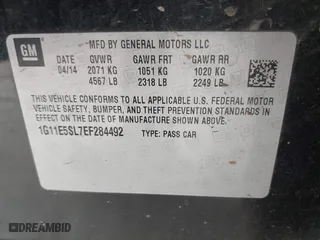 2014 Chevrolet Malibu LT with VIN 1G11E5SL7EF284492, listed as a IAAI auction lot 42024877 with 203,403 mi miles. Bid and sale history available at carsss.com. Image 9.