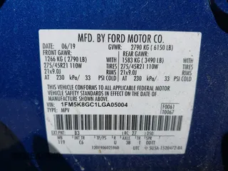 2020 Ford Explorer ST with VIN 1FM5K8GC1LGA05004, listed as a IAAI auction lot 41977171 with 120,530 mi miles and . Bid and sale history available at DreamBid. Image 9.