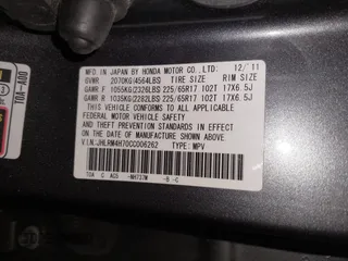2012 Honda CR-V EX-L with VIN JHLRM4H70CC006262, listed as a IAAI auction lot 41657553 with 101,426 mi miles. Bid and sale history available at carsss.com. Image 9.
