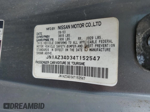 2004 Nissan 350Z Touring with VIN JN1AZ34D34T152547, listed as a Copart auction lot 55356615 with 220,165 mi miles and Clean Title. Bid and sale history available at carsss.com. Image 12.