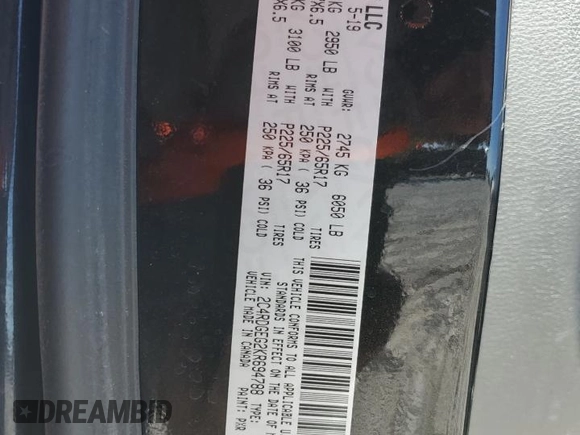 2019 Dodge Grand Caravan GT with VIN 2C4RDGEG2KR694788, listed as a Copart auction lot 48361445 with 112,872 mi miles and Salvage Title. Bid and sale history available at DreamBid. Image 13.