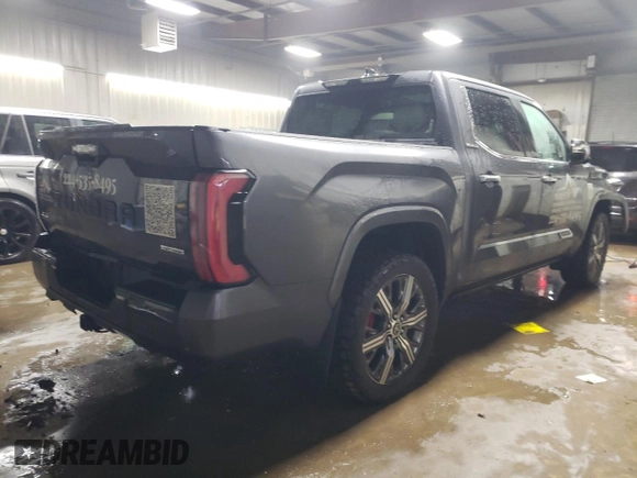 2023 Toyota Tundra Capstone Hybrid with VIN 5TFVC5DB9PX027611, listed as a Copart auction lot 85657804 with 58,052 mi miles and Salvage title. Bid and sale history available at DreamBid. Image 3.