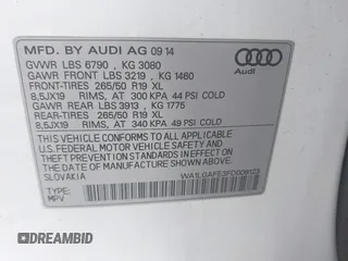 2015 Audi Q7 Premium Plus with VIN WA1LGAFE3FD008123, listed as a IAAI auction lot 42524845 with 94,785 mi miles and . Bid and sale history available at DreamBid. Image 9.