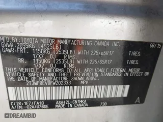 2015 Toyota RAV4 XLE with VIN 2T3WFREV8FW202333, listed as a IAAI auction lot 41993567 with 182,722 mi miles. Bid and sale history available at carsss.com. Image 9.