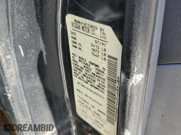 1997 Nissan Sentra XE z VIN 3N1AB41D3VL035555, wystawiony jako Copart lot #76200984 z przebiegiem 166 012 mil mil oraz Szkoda całkowita • Salvage title. Historia ofert i sprzedaży dostępna na DreamBid. Obrazek 13.