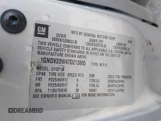 2007 Chevrolet Uplander LS Fleet with VIN 1GNDV23W47D213865, listed as a IAAI auction lot 41894688 with 259,018 mi miles. Bid and sale history available at carsss.com. Image 9.