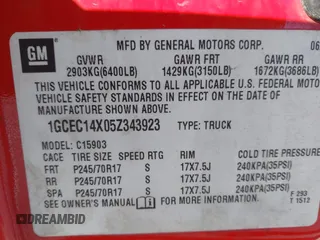 2005 Chevrolet Silverado 1500 with VIN 1GCEC14X05Z343923, listed as a IAAI auction lot 41894383 with 232,169 mi miles and . Bid and sale history available at DreamBid. Image 9.