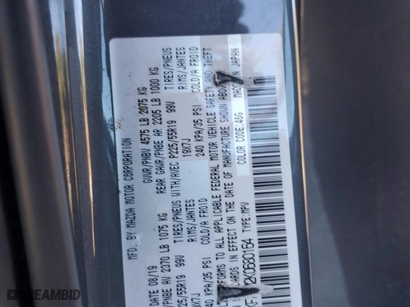 2019 Mazda CX-5 Grand Touring with VIN JM3KFADM2K0680164, listed as a Copart auction lot 44219385 with NaN miles and Salvage Title. Bid and sale history available at carsss.com. Image 15.