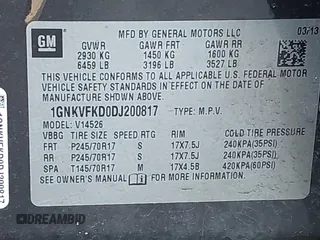 2013 Chevrolet Traverse LS with VIN 1GNKVFKD0DJ200817, listed as a IAAI auction lot 41764395 with 143,609 mi miles and . Bid and sale history available at DreamBid. Image 9.