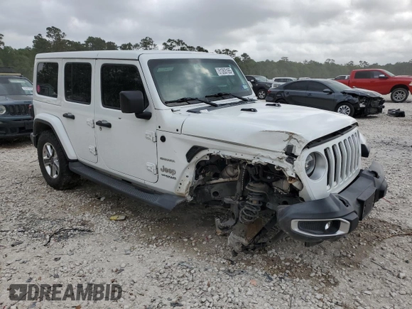 2018 Jeep Wrangler Unlimited Sahara with VIN 1C4HJXEG2JW118600, listed as a Copart auction lot 51263165 with 75,625 mi miles and Salvage Title. Bid and sale history available at carsss.com. Image 4.