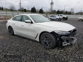 2023 BMW i4 eDrive40 with VIN WBY73AW01PFP77943, listed as a Copart auction lot 39385944 with 8,390 mi miles. Bid and sale history available at carsss.com. Image 4.