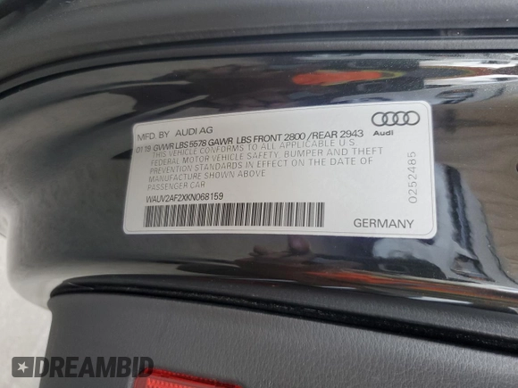 2019 Audi A7 Prestige with VIN WAUV2AF2XKN068159, listed as a Copart auction lot 65732394 with 72,116 mi miles and Salvage Title. Bid and sale history available at carsss.com. Image 12.