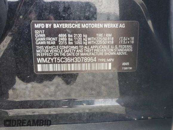 2017 MINI Countryman Cooper S with VIN WMZYT5C36H3D78964, listed as a Copart auction lot 59536135 with 129,258 mi miles and Salvage title. Bid and sale history available at DreamBid. Image 12.