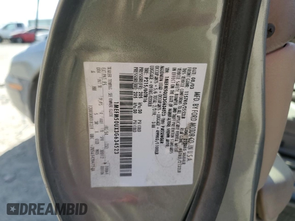 2003 Mercury Sable GS with VIN 1MEFM50UX3G634523, listed as a Copart auction lot 46871605 with 186,159 mi miles and Salvage Title. Bid and sale history available at DreamBid. Image 12.
