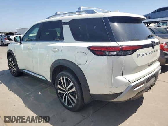 2023 Nissan Pathfinder Platinum with VIN 5N1DR3DH9PC271555, listed as a Copart auction lot 55028165 with 14,137 mi miles and Salvage title. Bid and sale history available at DreamBid. Image 2.