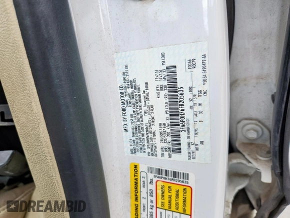 2015 Ford Fusion SE with VIN 3FA6P0H76FR205635, listed as a Copart auction lot 60463635 with 98,831 mi miles and Salvage title. Bid and sale history available at DreamBid. Image 12.