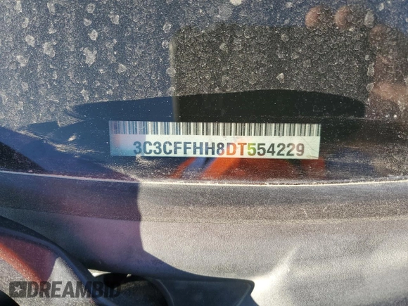2013 FIAT 500 Turbo with VIN 3C3CFFHH8DT554229, listed as a Copart auction lot 45544355 with 127,548 mi miles and Salvage title. Bid and sale history available at DreamBid. Image 12.