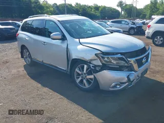 2013 Nissan Pathfinder Platinum with VIN 5N1AR2MM0DC675561, listed as a IAAI auction lot 42605354 with 125,992 mi miles and . Bid and sale history available at DreamBid. Image 1.
