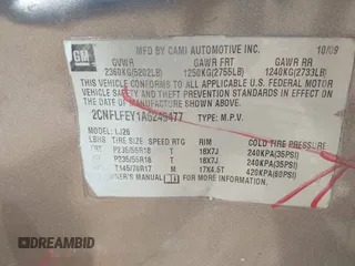 2010 Chevrolet Equinox LTZ with VIN 2CNFLFEY1A6249477, listed as a IAAI auction lot 42006491 with 255,127 mi miles. Bid and sale history available at carsss.com. Image 9.