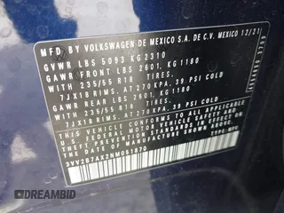 2022 Volkswagen Tiguan SE с VIN 3VV2B7AX2NM051870, выставлен на аукционе IAAI как лот 42250350 с пробегом 72 257 миль миль и . История ставок и продаж доступна на DreamBid. Изображение 9.