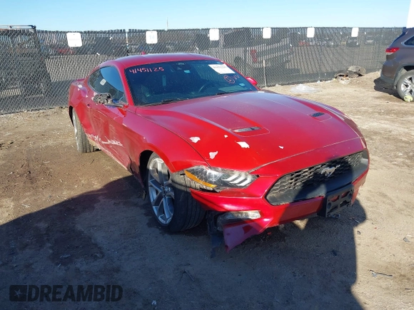 2021 Ford Mustang EcoBoost with VIN 1FA6P8TH8M5129026, listed as a IAAI auction lot 41451125 with 52,018 mi miles. Bid and sale history available at carsss.com. Image 1.