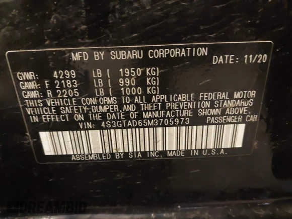 2021 Subaru Impreza Premium с VIN 4S3GTAD65M3705973, выставлен на аукционе IAAI как лот 41626138 с пробегом 65 258 миль миль и . История ставок и продаж доступна на DreamBid. Изображение 9.