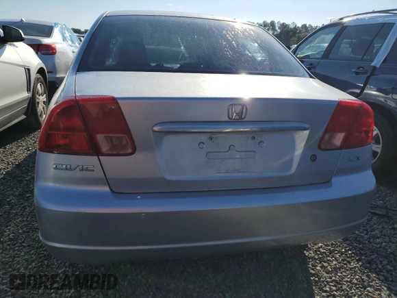 2001 Honda Civic LX with VIN 2HGES16531H595630, listed as a Copart auction lot 74149774 with 50,704 mi miles and Salvage Title. Bid and sale history available at carsss.com. Image 6.