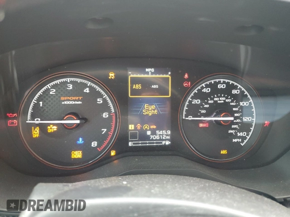 2020 Subaru Forester Special Sports with VIN JF2SKALC0LH556556, listed as a Copart auction lot 58567225 with 70,612 mi miles and Salvage title. Bid and sale history available at DreamBid. Image 9.
