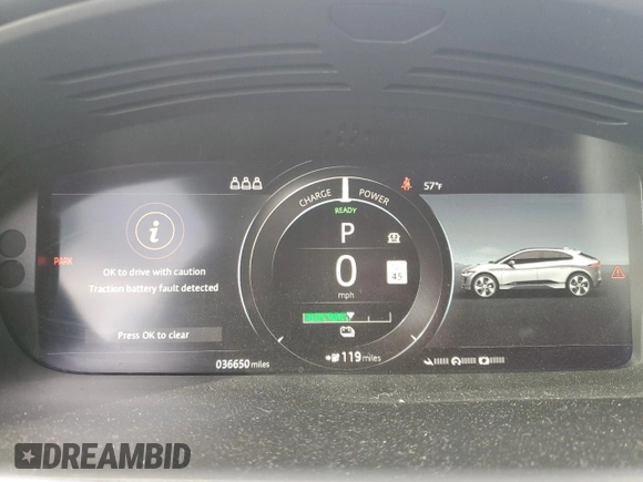 2020 Jaguar I-Pace HSE z VIN SADHD2S17L1F85528, wystawiony jako Copart lot #43629975 z przebiegiem 36 650 mil mil oraz Szkoda całkowita • Salvage title. Historia ofert i sprzedaży dostępna na DreamBid. Obrazek 9.