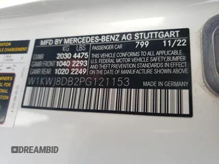 2023 Mercedes-Benz C 300 with VIN W1KWJ8DB2PG121153, listed as a Copart auction lot 63962614 with 15,194 mi miles and Salvage Title. Bid and sale history available at DreamBid. Image 12.