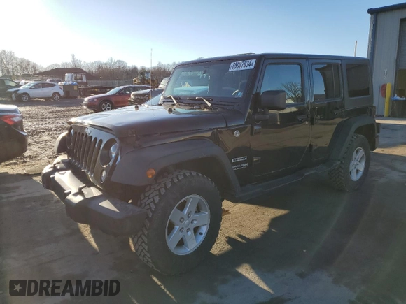 2018 Jeep Wrangler JK Unlimited Sport S with VIN 1C4BJWDG8JL874449, listed as a Copart auction lot 85007634 with 91,709 mi miles and Salvage Title. Bid and sale history available at carsss.com. Image 1.