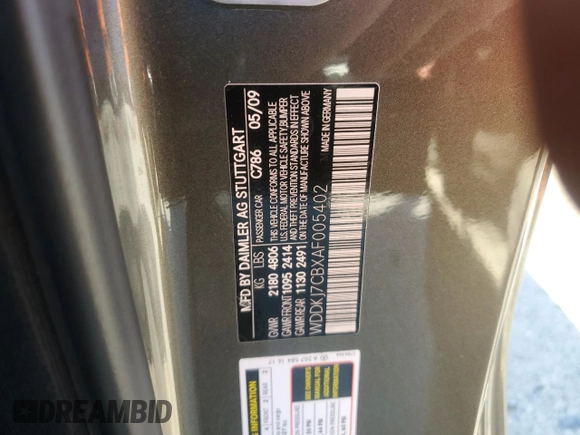 2010 Mercedes-Benz E-Class E 550 with VIN WDDKJ7CBXAF005402, listed as a Copart auction lot 50709365 with 75,731 mi miles and Salvage Title. Bid and sale history available at carsss.com. Image 12.