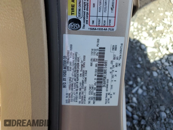 2008 Ford Fusion SEL with VIN 3FAHP08138R114491, listed as a Copart auction lot 53758735 with 132,521 mi miles and Salvage Title. Bid and sale history available at carsss.com. Image 12.