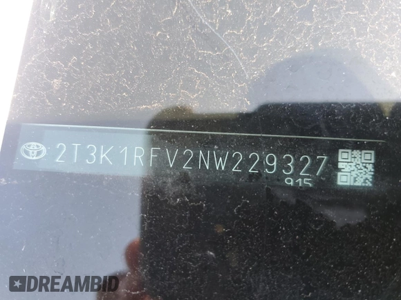 2022 Toyota RAV4 LE with VIN 2T3K1RFV2NW229327, listed as a Copart auction lot 64043405 with 18,161 mi miles and Salvage title. Bid and sale history available at DreamBid. Image 13.