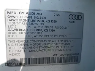 2022 Audi Q5 S line Premium Plus с VIN WA1EAAFY5N2054700, выставлен на аукционе IAAI как лот 42475142 с пробегом 42 148 миль миль и . История ставок и продаж доступна на DreamBid. Изображение 9.